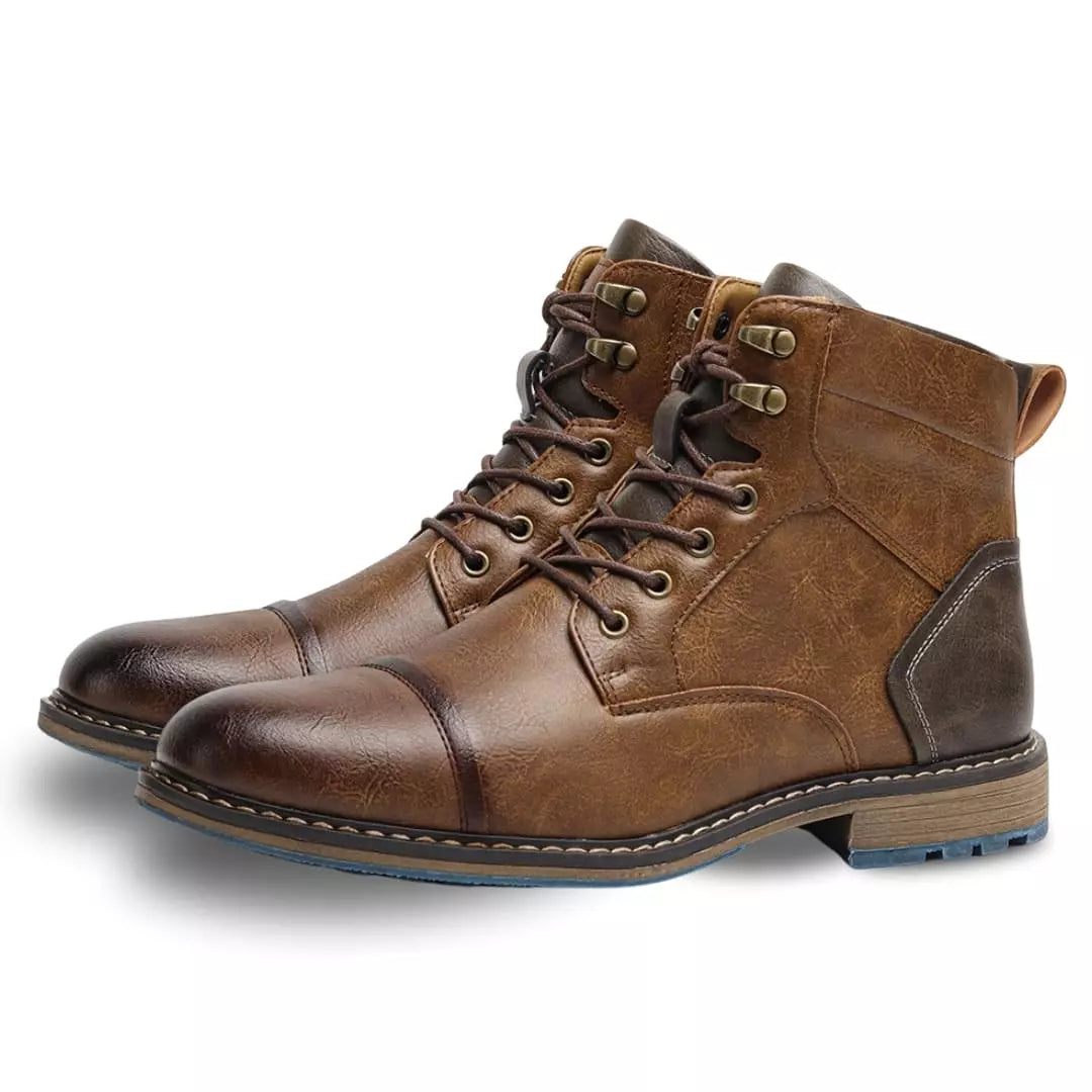 Bota Masculina Couro Casual Marrom Zíper Porte Masculino 1