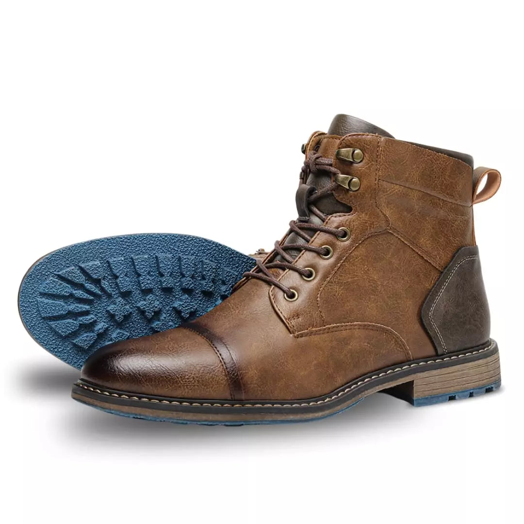 Bota Masculina Couro Casual Marrom Zíper Porte Masculino 7