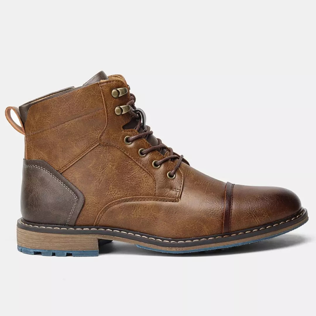 Bota Masculina Couro Casual Marrom Zíper Porte Masculino 5